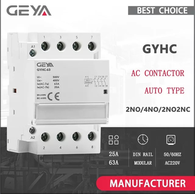GEYA Modulares AC-Schütz Automatischer Typ für DIN-Schiene in Weiß - Bild 1
