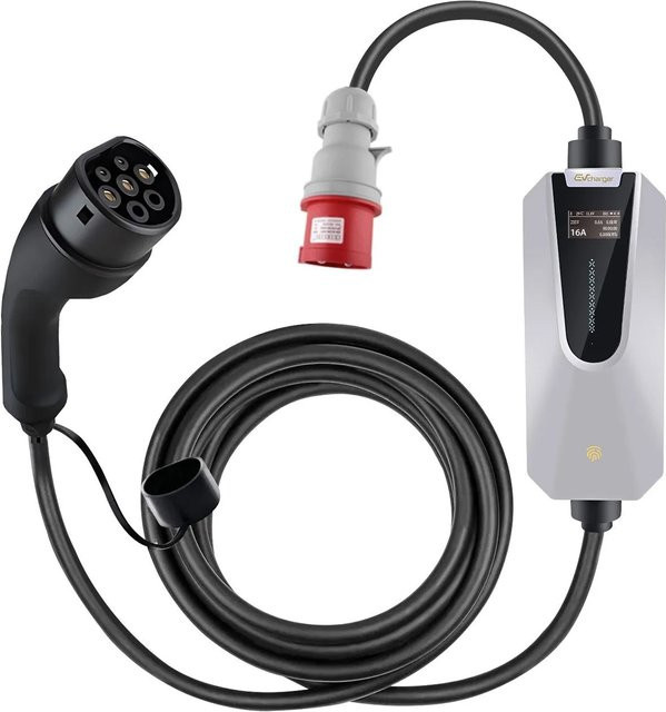 Junsun EV Wallbox Ladegerät 11kW mit App-Steuerung via Wi-Fi, 3-phasig, 6-16A, Weiß, 6m Kabel - Bild 1