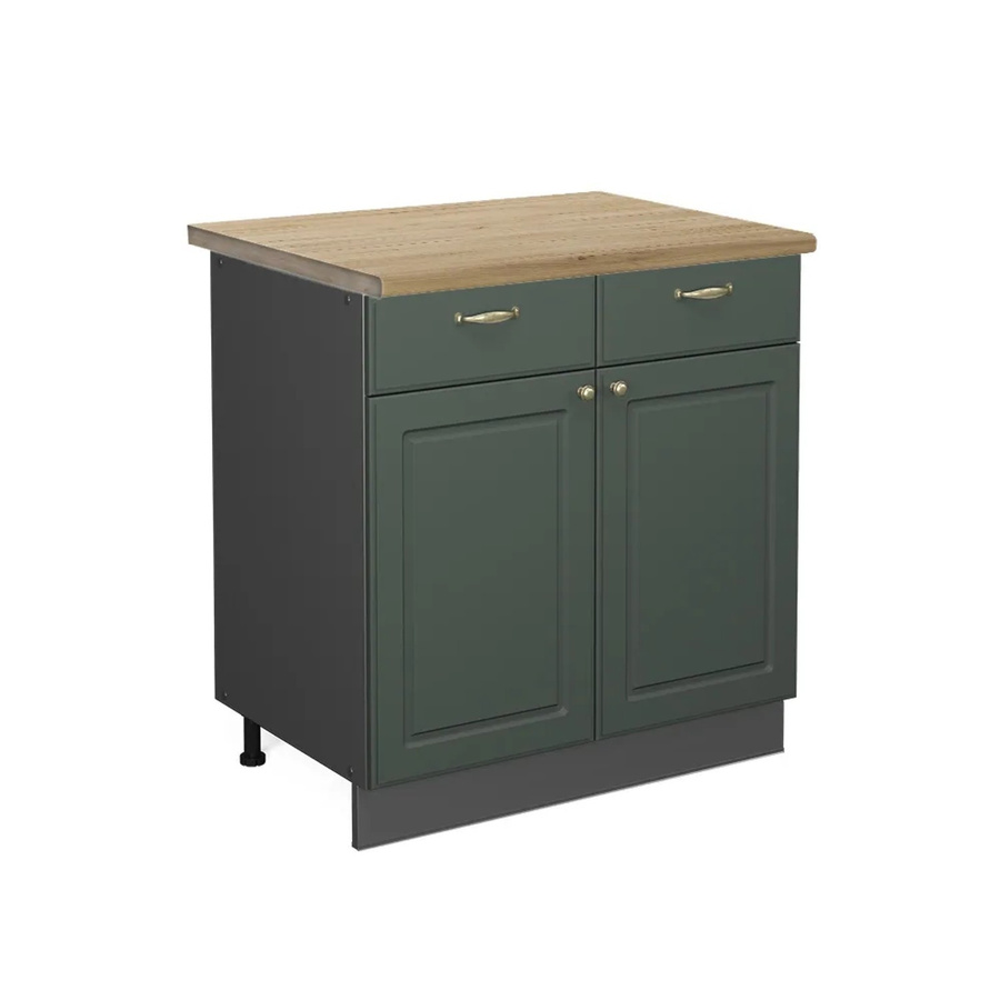 Vicco Küchenunterschrank Fame-Line in Landhausoptik, Farbe Grün-Gold-Anthrazit mit Eiche-Dekor, Breite: 80 cm - Bild 2