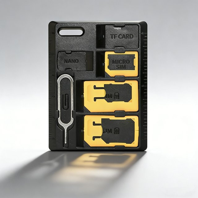 V4SIM 4-in-1 SIM-Karten-Adapter und Aufbewahrungsset für Nano-, Micro- und Standard-SIM-Karten sowie Speicherkartenhalter in Schwarz - Bild 1
