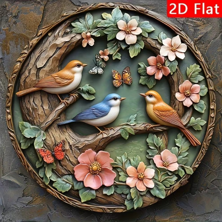 HELLOYOUNG Rundes Wandschild mit Vogel- und Naturmotiv, Mehrfarbig, Durchmesser: 20 cm - Bild 2