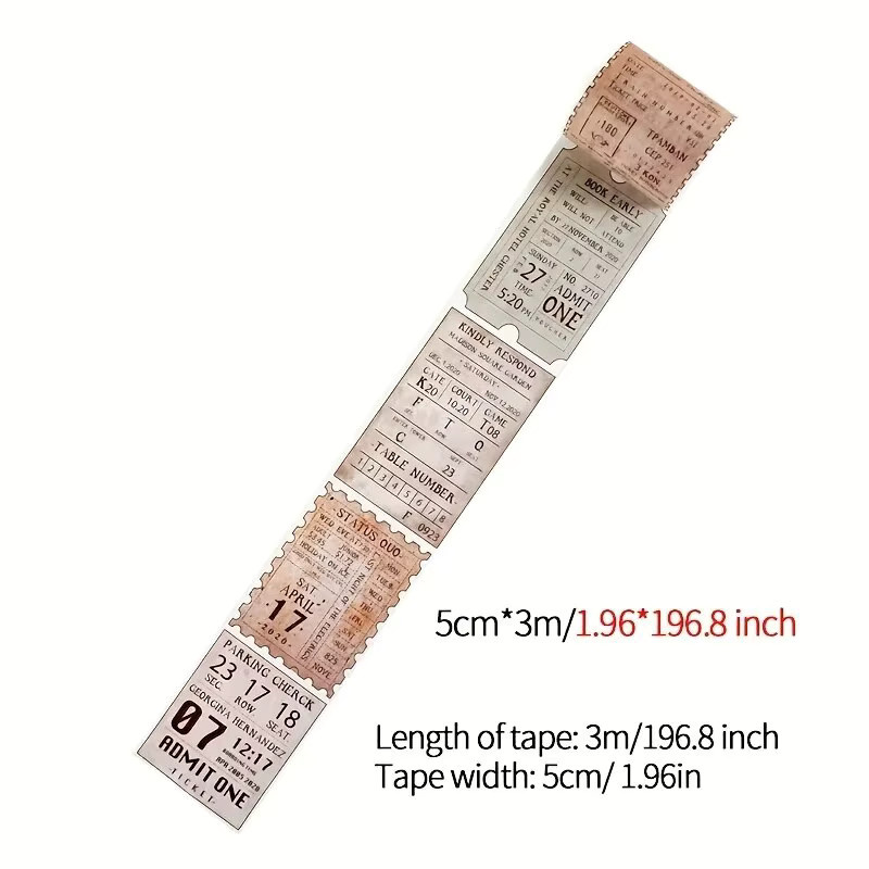 Vintage Washi Tape mit Gedichten, Buchstaben und Pflanzen in Beige für Scrapbooking und DIY-Dekoration - Bild 2