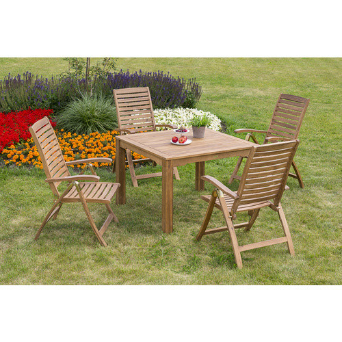 Merxx Gartenmöbelset Paraiba aus Akazienholz in Beige und Braun, 5-teilig mit quadratischem Tisch, Breite: 110 cm, Tiefe: 110 cm, Höhe: 70 cm - Bild 3