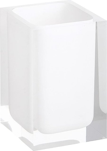 Brillantbad BISTA Glashalter aus Polyresin in Weiß, freistehend für Bad und Küche, B/T/H: 7,2 x 7,2 x 11,0 cm - Bild 1