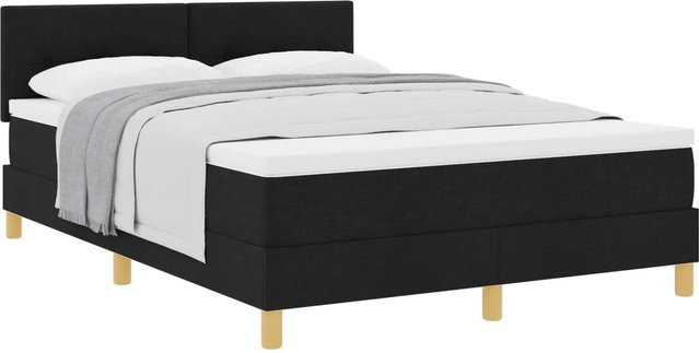 vidaXL Boxspringbett mit Matratze Schwarz, Hybrid-Bett mit Taschenfederkern aus Stoff, Breite: 140 cm, Tiefe: 200 cm, Höhe: 280 cm - Bild 1