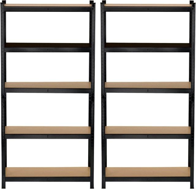Mömax Schwerlastregal Johann, 2-teilig, Naturfarben/Schwarz/Beige, H x B x T: 180 x 90 x 40 cm - Bild 1