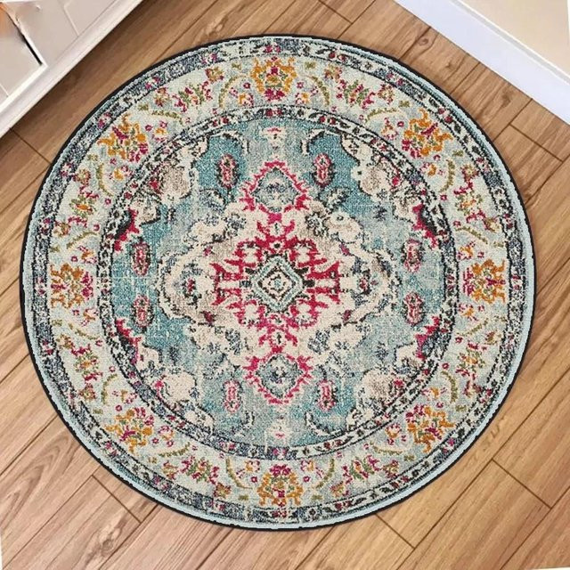 Wucifang Jewelry Böhmen Luxus Runder Teppich aus Polyester, Mehrfarbig, Durchmesser: 40 cm - Bild 1