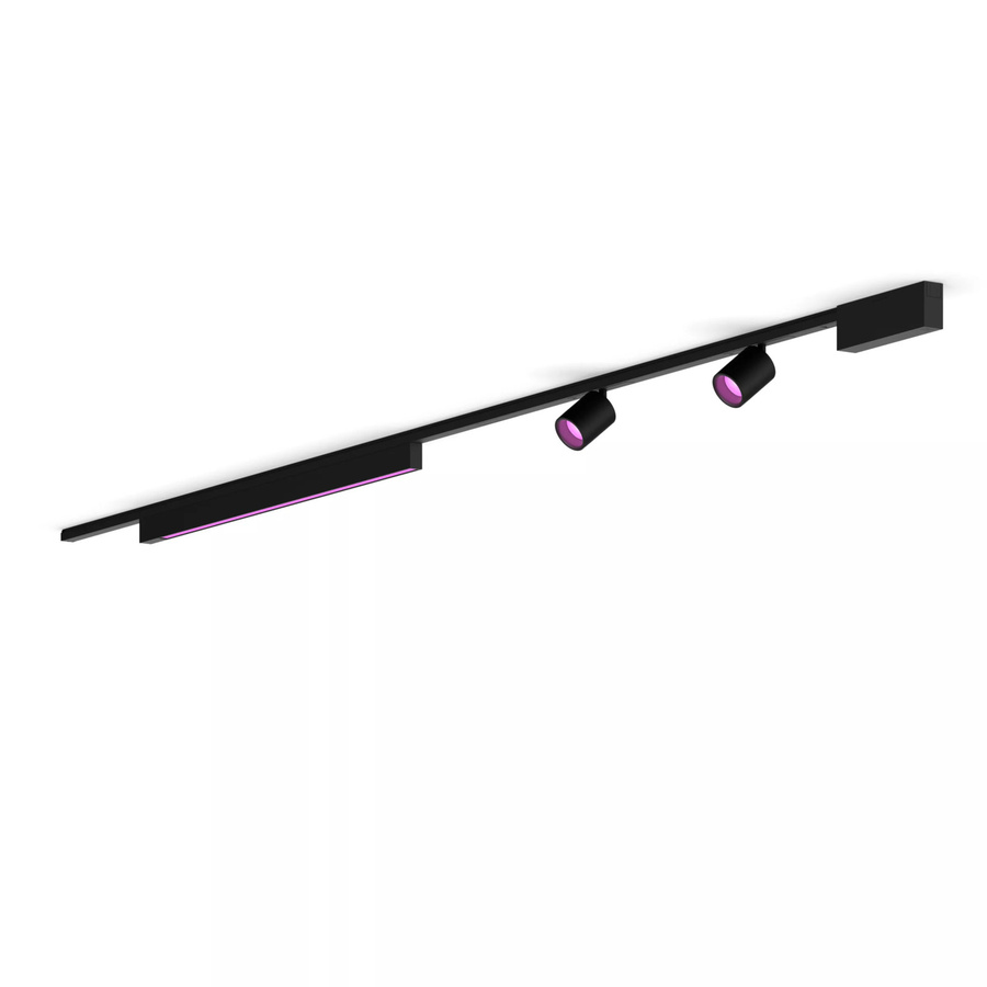 Philips Hue Perifo Basis-Set Gerade Deckenleuchte Schwarz mit 2 Spots und 1 Lightbar - Bild 1