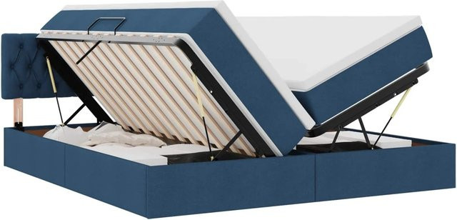vidaXL Bett mit Kopfteil und LED-Unterbettbeleuchtung in Blau, B/T: 180 x 200 cm - Bild 1