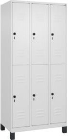 C+P Doppelstock-Spind Classic PLUS mit 3 Abteilen, Füße, Grau/Weiß, H: 195 cm, B: 90 cm, T: 50 cm - Bild 1