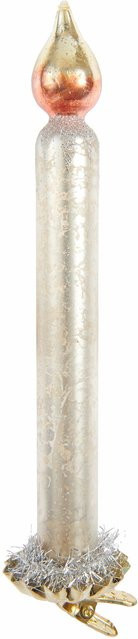 Rico Design Glaskerze Baumschmuck in Silber mit goldenem Metallchip für Weihnachten - Bild 1