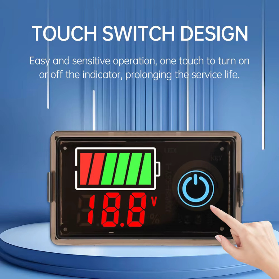 Voktta Digitalspannungsanzeige für Säure- und Lithiumbatterien mit Touch-Schalter, Universal Kapazitätsmesser und Tester für 8-100V - Bild 5