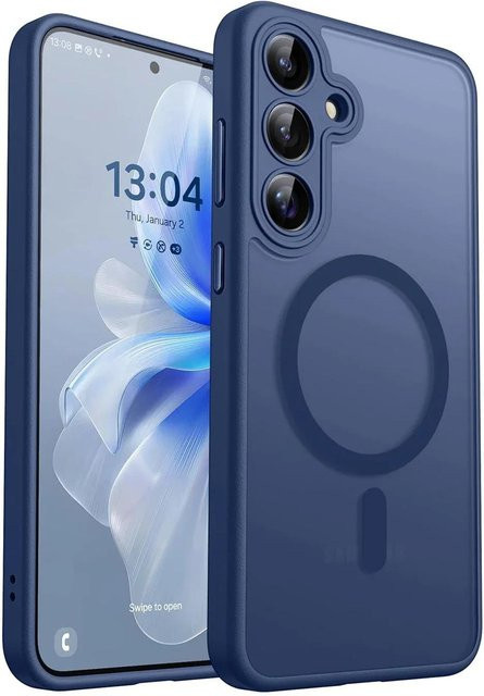 Magnetische kabellose Ladehülle für Samsung Galaxy A55 5G A35 5G A25 5G A15 5G A05 5G A16 A36 A26 A06 in Blau mit mattem transluzentem Design und MagSafe-Kompatibilität - Bild 1