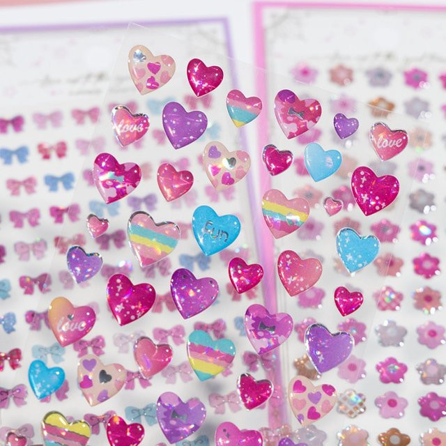 Beauty Fashion Puffy 3D Aufkleber mit Kristall-Herz, Schleife und Blume in Multicolour für Scrapbook und Handwerk - Bild 1