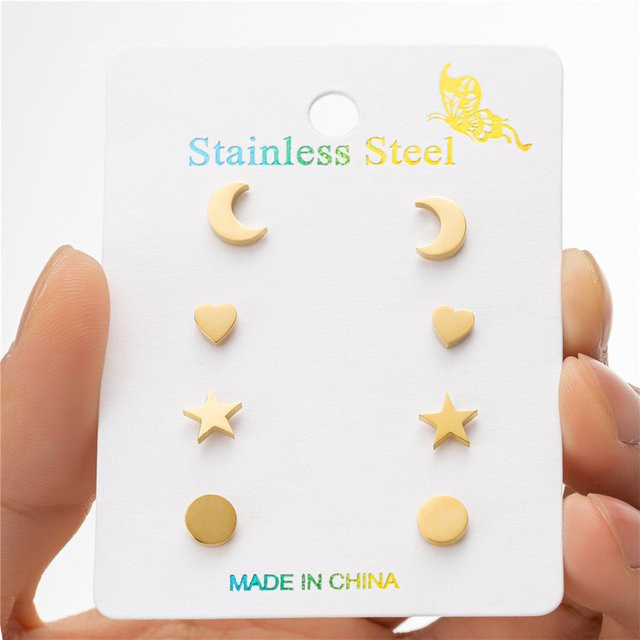 SMJEL Ohrringe Edelstahl, Runde Herz Stern, Unisex - Bild 1