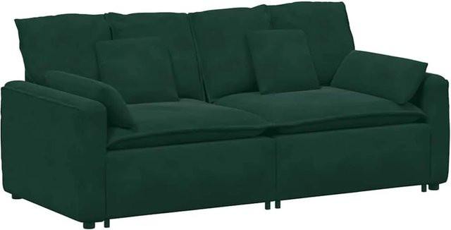 vidaXL Modulares Sofa Dunkelgrün mit Kissen aus Samt und Metallrahmen für dein Wohnzimmer - Bild 1