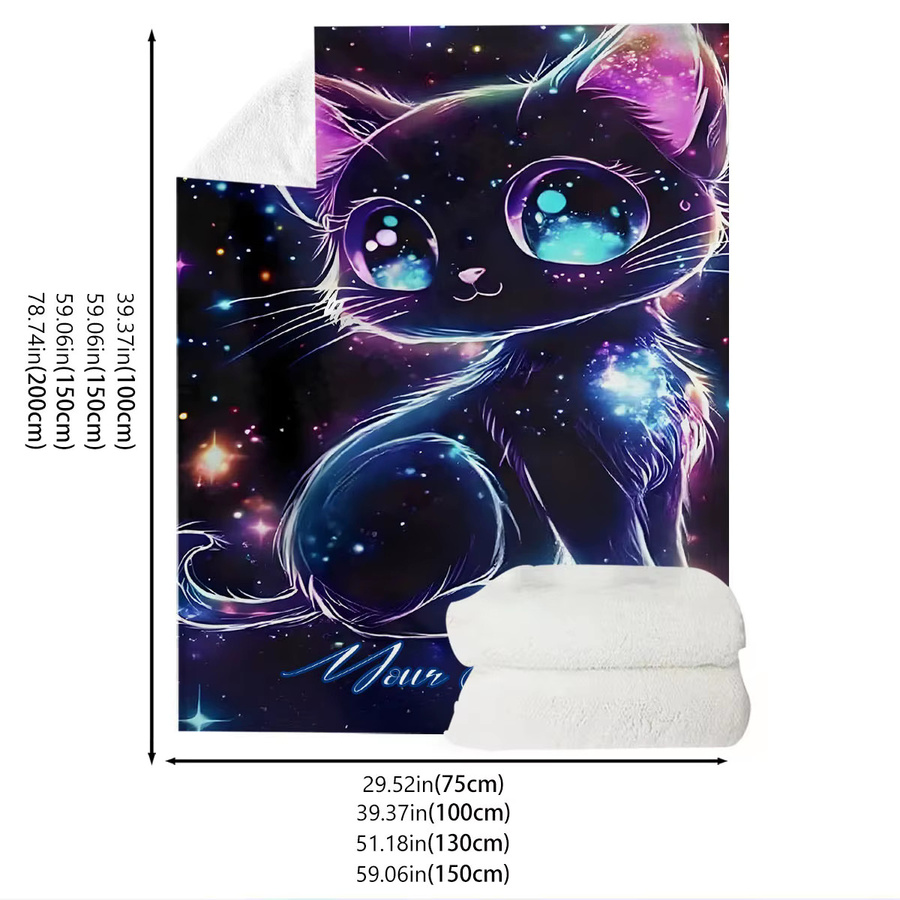 ZIZ Personalisierte Decke mit Cosmic Kitty Katzenmuster in Multicolour, B/T/H: 100 x 75 x 75 cm - Bild 3