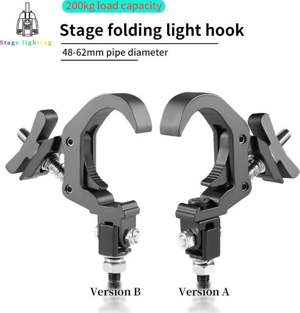 Faltbarer Clip-Haken aus Aluminiumlegierung in Schwarz für Bühnenlicht und Truss mit 150 kg Tragkraft, Öffnungsweite 40–60 mm - Bild 1
