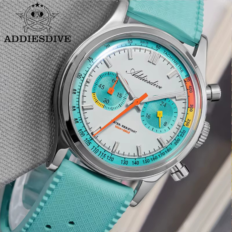 ADDIESDIVE Chronograph, Quarz, 38 mm, Herren, FKM-Armband, 10 Bar wasserdicht - Bild 3
