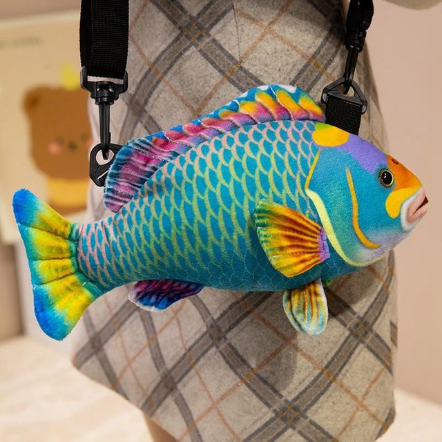 Yiran Health & Beauty Lustige Fischtasche, Plüschtier, Karpfen, Bunt / Mehrfarbig - Bild 1