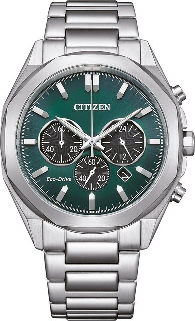Citizen Chronograph, Solar, Edelstahl, Grün, 41 mm, Herren - Bild 1
