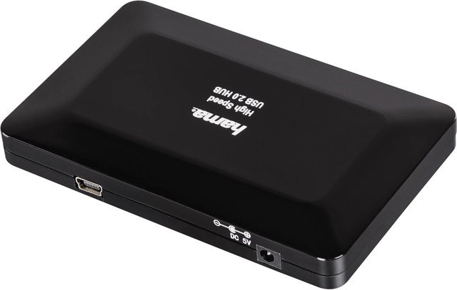 Hama USB 2.0 Hub 1:4 mit Netzteil in Schwarz - Bild 1