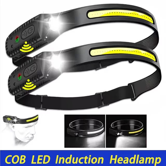 XIWANGFIRE Induktionsscheinwerfer mit COB- und LED-Kopf-Taschenlampe, USB wiederaufladbar, wasserdicht, Schwarz - Bild 1