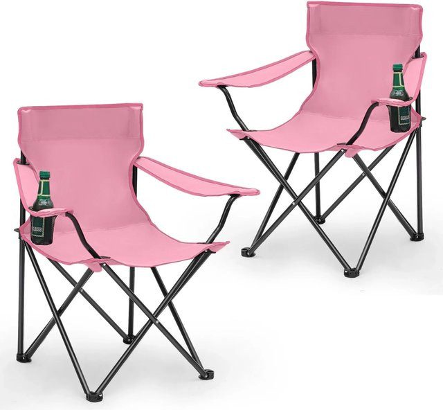 Sunula 2er Set Campingstühle Faltstühle in Pink mit Getränkehalter und Tasche - Bild 1