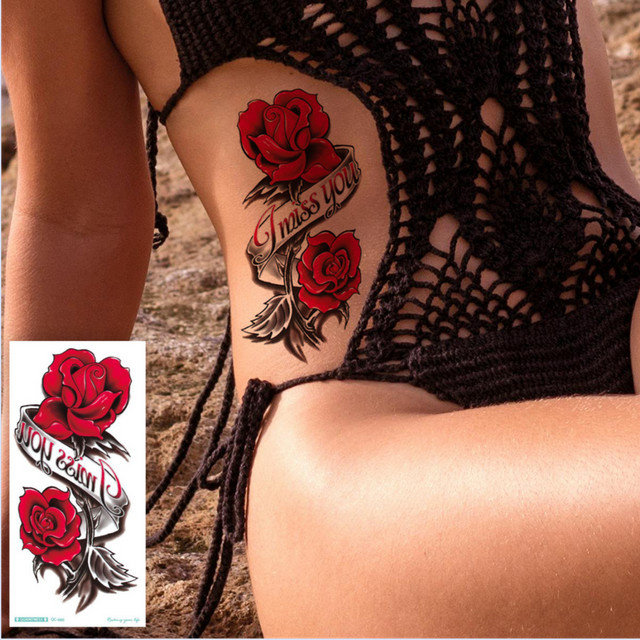 ROCOOART Tattoo Aufkleber Flora Rose, 6 Stück, Kinder & Frauen - Bild 1