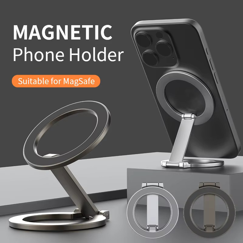 WSSHE Universeller doppelseitiger Magnetständer in Schwarz, kompatibel mit MagSafe Handy-Fingerringhalterung für iPhone 17/16/15, Desktop-Halterung - Bild 2