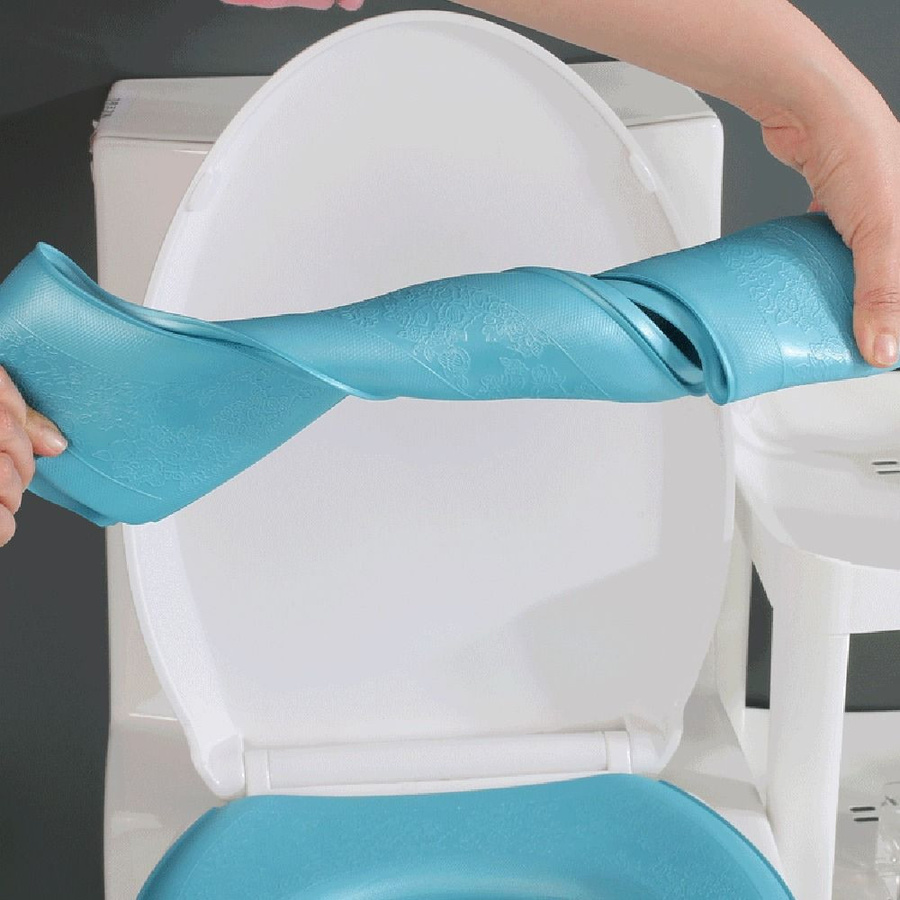Yiran Furniture Universal EVA Wasserdichter Toilettensitzbezug Verdickt mit Klappdeckelgriff in Blau - Bild 2