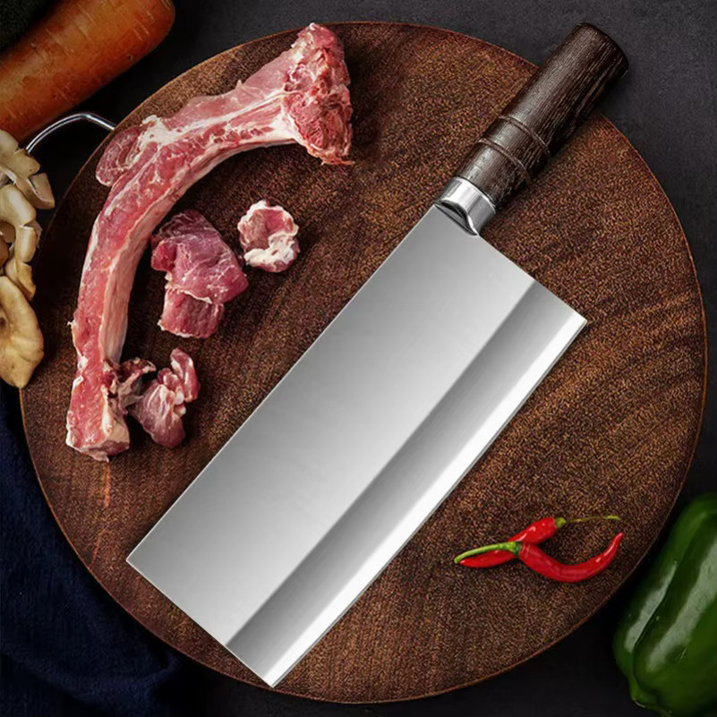 InLeung Küchenmesser Cleaver mit Holzgriff und scharfer Klinge in Silber - Bild 6