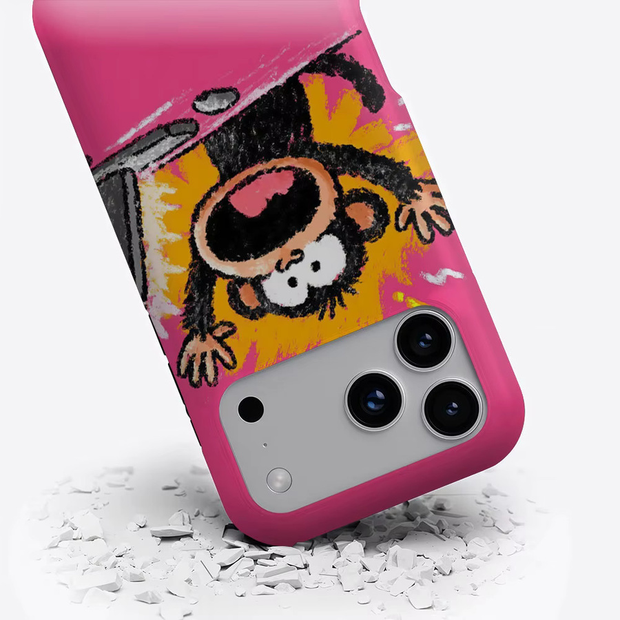 Aurbe 2-in-1 MagSafe Schutzhülle mit Displayfolie für iPhone 17 16 15 14 Plus Pro Max, stoßfeste Hartschale mit Affen-Motiv in Pink - Bild 3