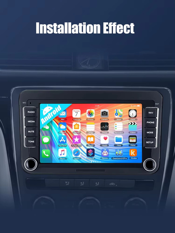 GEARELEC 2 DIN Autoradio mit Android 14, Carplay und Android Auto für VW Volkswagen Skoda Octavia Golf 5 6 Touran Passat B6 Polo Jetta, Schwarz - Bild 8