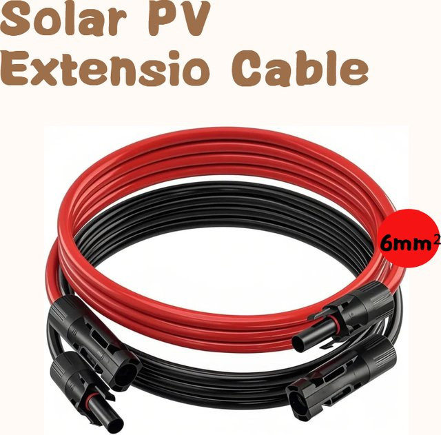 JINGYANGPV Photovoltaik-Verlängerungskabel mit Solarstecker, 5 m, 6 mm², Farbe: Rot/Schwarz - Bild 1