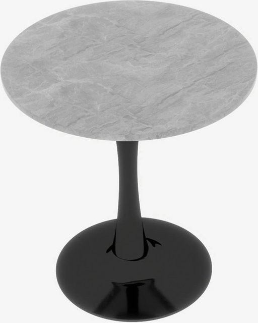 okwish Couchtisch mit runder Marmor Tischplatte in Grau für Wohnzimmer und Esszimmer, B/T/H: 70 x 70 x 72 cm - Bild 1