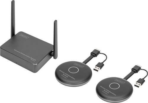 Digitus Click & Present Pro Wireless Collaboration System HDMI Funkübertragung Set in Schwarz und Grau mit 2 Transmittern und 1 Receiver für Full HD bis zu 50 m Reichweite - Bild 2