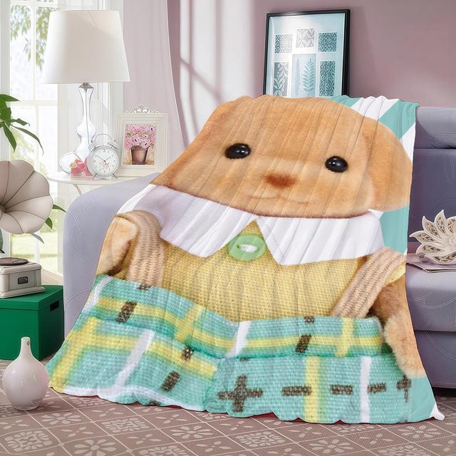 DHCBD HOME Sylvanian Decke mit Cartoon-Motiv, weich und warm, Flanell-Fleece, Mehrfarbig, Breite: 152,4 cm, Tiefe: 203,2 cm - Bild 1