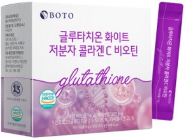 BOTO Kollagen mit Glutathion, Weiß, Niedermolekulares Kollagen, C, Biotin, 30 Stöcke - Bild 1
