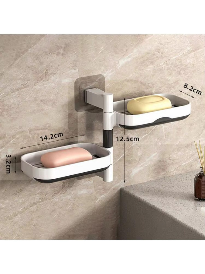 VIBRATITE Wandmontiertes Seifenregal aus Kunststoff mit Entwässerung in Weiß, B: 19,0 cm, T: 14,2 cm, H: 3,0 cm - Bild 4