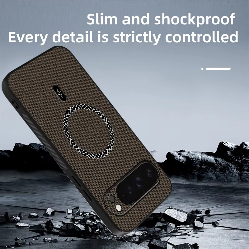 Premium Leder Magnetisches Kabelloses Ladeetui für Google Pixel 11 10 9 8 7 6 A Pro XL in Braun - Bild 3