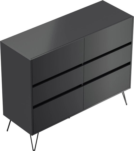 Posseik Sideboard Industrial M in Grafit mit 6 Soft-Close-Schubladen, Breite: 120 cm - Bild 1