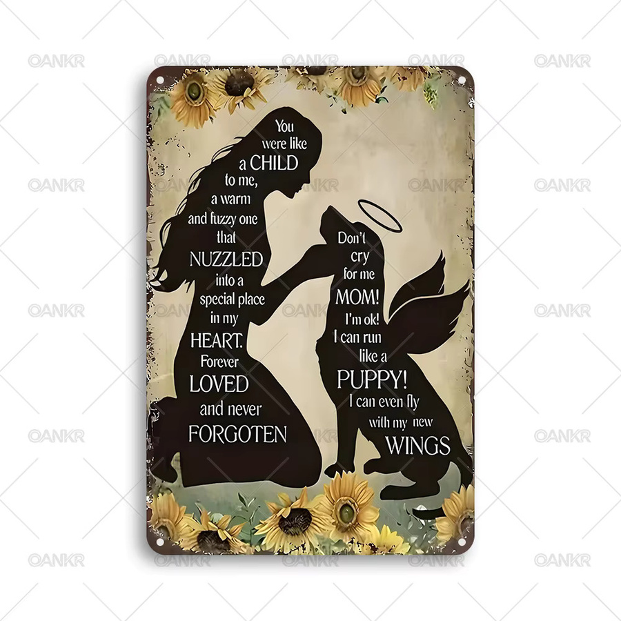 OANKR Vintage Haustier-Gedenktafel aus Metall mit Sonnenblumen-Design, Wandkunst in Mehrfarben, B/H: 30,0 x 20,0 cm - Bild 3