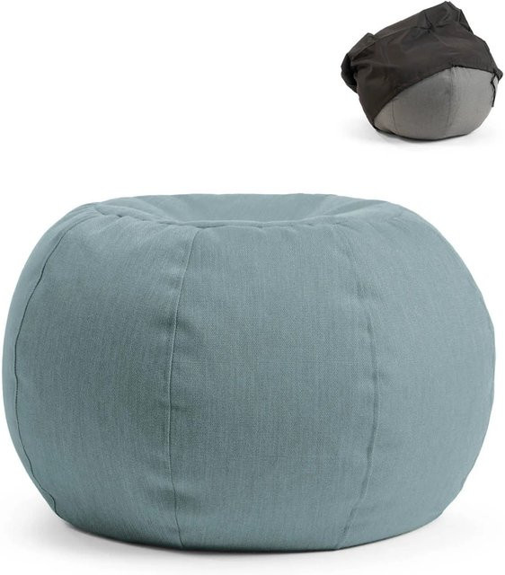 mokebo Outdoor Pouf Kugelförmiger Sitzhocker mit Schutzhülle für Garten und Balkon, Himmelblau, B/T/H: 60 x 45 x 60 cm - Bild 1