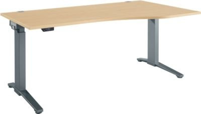 Schäfer Shop Genius ERGOSTYLE S Schreibtisch elektrisch höhenverstellbar, C-Fuß, Ahorn/anthrazit, B: 180 cm, T: 80-100 cm, H: 71,5-118,2 cm - Bild 1