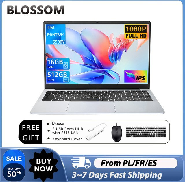 Blossom 17,3-Zoll Laptop 6500Y in Silber mit Intel N5095 Prozessor, 16 GB RAM und 512 GB SSD, Windows 11 Pro - Bild 1