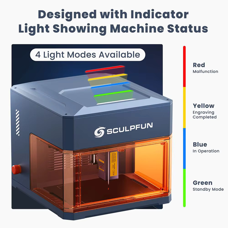 SCULPFUN iCube Ultra Lasergravur mit 12 W/12 V blauem Licht, 0,06 mm Laserspot, 455 nm und 10000 mm/min, Gravurbereich: 150 x 150 mm - Bild 2