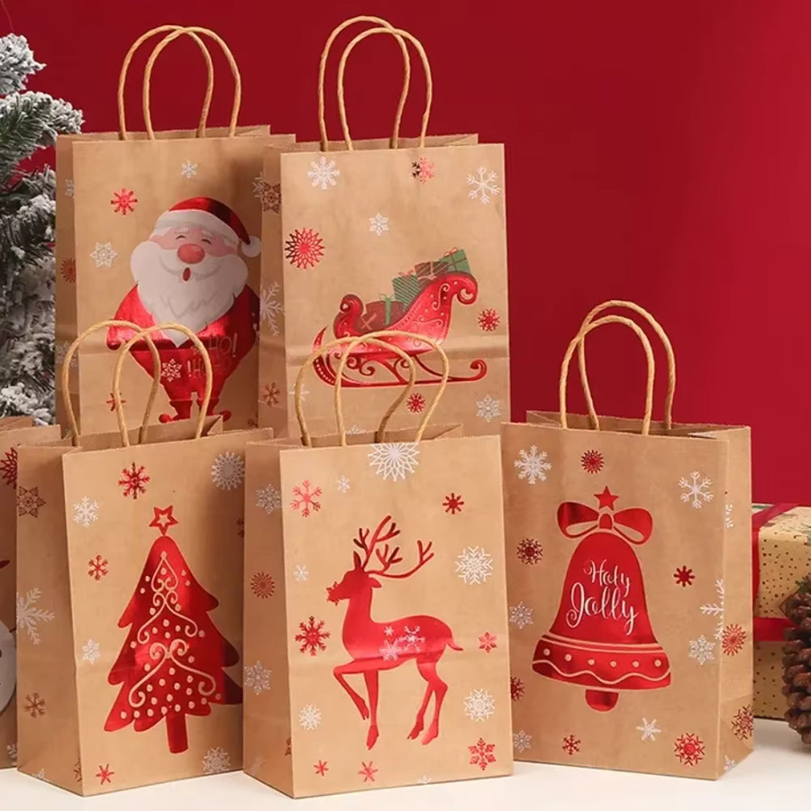 20 Weihnachts-Geschenktüten aus braunem Kraftpapier mit Weihnachtsmann-Motiv für Süßigkeiten und Kekse - Bild 2