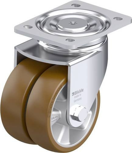 Blickle LHD-ALB 125K Stahlblech-Doppel-Lenkrolle in Silber mit 125 mm Rad-Durchmesser und 900 kg Tragfähigkeit - Bild 1