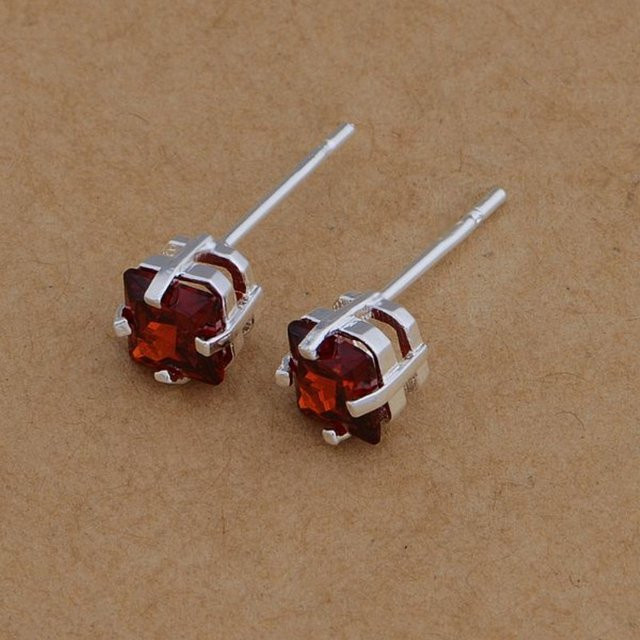 SAY Ohrringe, 925 Sterling Silber, rot, Zirkon, Damen - Bild 1